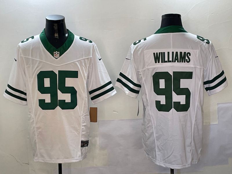 Men New York Jets 95 Williams White Throwback three generations 2024 Nike Limited NFL Jersey style 1